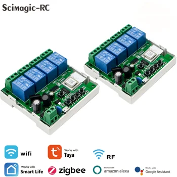 2 шт 4-Канальный Модуль Реле Tuya Zigbee Smart Switch RF433 APP Control Умный Дом с Alexa Google С/ Без Чехла