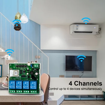 2 шт 4-Канальный Модуль Реле Tuya Zigbee Smart Switch RF433 APP Control Умный Дом с Alexa Google С/ Без Чехла Изображение 2