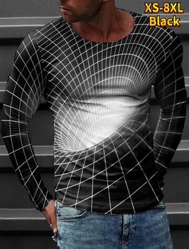 2023 Пуловер с длинным рукавом, Новый тренд, модный дизайн с красителем для галстуков, Ретро Мужская демисезонная деловая футболка большого размера с круглым вырезом Изображение 2