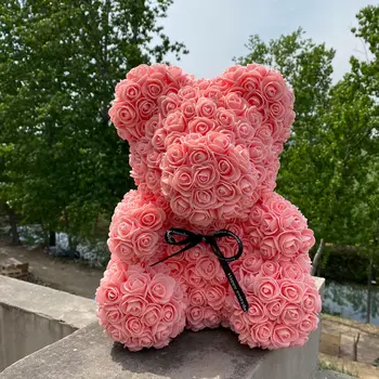 25 см DIY Искусственный PE Плюшевый Розовый Мишка Цветок Медведь Роза День Святого Валентина Для Подруги Женщины Жены Подарки на День Матери