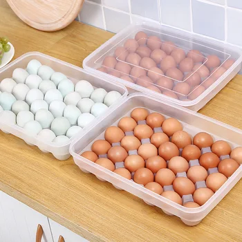 34 Сетки, Пластиковые контейнеры для хранения яиц, Коробка, Органайзер для холодильника, ящик для хранения свежих яиц, держатель для яиц, лоток, Кухонные принадлежности Изображение 2