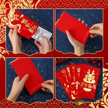 36 Шт Красных конвертов Весенний фестиваль, пакеты с деньгами на удачу Для китайского Нового 2024 года Дракон Изображение 2