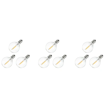 9шт сменных светодиодных лампочек G40, небьющиеся светодиодные глобусы с винтовой базой E12 для солнечных гирлянд теплого белого цвета