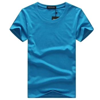 A2759 Повседневный стиль, Однотонные Мужские футболки, Хлопковые темно-синие Футболки Regular Fit, Летние Топы, Футболки, Мужская одежда Изображение 2