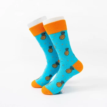 MYORED / 1 пара осенне-зимних новых модных мужских носков средней длины с синим низом и рисунком ананаса
