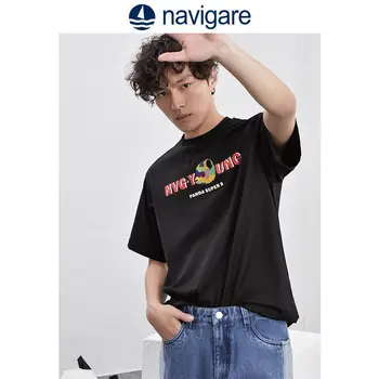 Navigare, итальянский бренд, рубашка с парусным принтом для мужчин и женщин, летняя свободная футболка из чистого хлопка с короткими рукавами и круглым вырезом, Унисекс Изображение 2