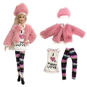 NK 1 Комплект Одежды Для Куклы Барби Розовый Наряд Модное Пальто Рубашка Брюки Шляпа Для Куклы Барби Одежда Аксессуары Для Кукол Игрушки Для Девочек