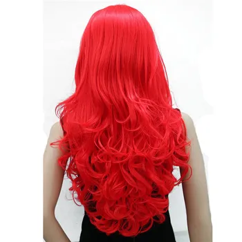 StrongBeauty Косплей Парик Женская вечеринка Красный Синий Розовый Длинные вьющиеся волосы с челкой Синтетические парики Изображение 2