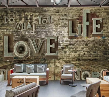 wellyu Пользовательские Фотообои 3D papel de pared обои Ретро Ностальгический Рельеф Английская буква Обои для гостиной для стен 3 d Изображение 2