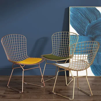 Wuli Nordic Style Ins Сетка для стульев Сетка Красный Полый Золотой Обеденный Стул Со Спинкой Стул для туалетного Столика Утюг Creative Home Изображение 2