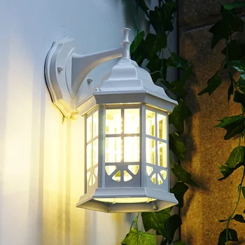 Белый американский пасторальный бар Настенный светильник для балкона на открытой террасе Водонепроницаемая лампа в гостиной Ретро Уличный светильник в коридоре