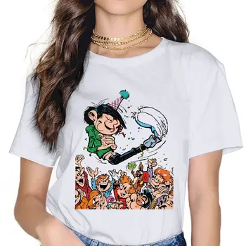 Веселящие женские рубашки, футболка с комиксами Гастона Лагаффе, винтажная женская одежда Kawaii