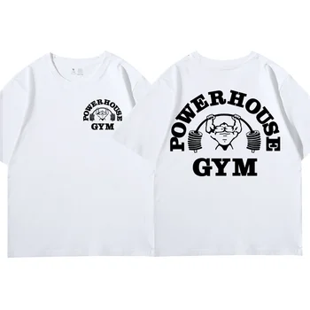 Графическая футболка Powerhouse Gym, мужская и женская одежда, забавные футболки оверсайз с коротким рукавом, винтажная футболка Harajuku Geek для фитнеса Изображение 2