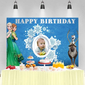 Декор на день рождения принцессы в ледяном замке, вечеринка Анны Эльзы, фоновый плакат для новорожденных, подарок для девочек с индивидуальным названием, фотоплакат Изображение 2