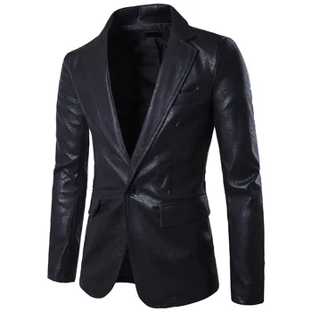 Демисезонное Пальто большого размера, мужская Однотонная Тонкая Высококачественная Черная куртка из искусственной кожи, мужская Модная Официальная Верхняя одежда с длинным рукавом, Искусственная Кожа, Горячая Распродажа