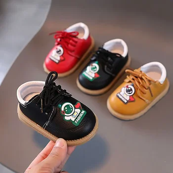 Детская кожаная обувь Нового типа для мальчиков и девочек 0-2 лет, Прогулочная обувь на мягкой подошве, повседневная кожаная обувь