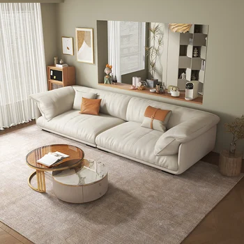 Диван для гостиной Relax Sleeper Гостиная Европейский Итальянский Минималистичный диван для гостиной Эргономичная кожаная мебель для гостиной-канапе Изображение 2