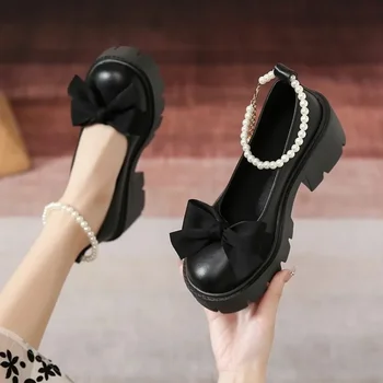Женская обувь Mary Jane в японском стиле, обувь в стиле Лолиты, женская винтажная обувь на низком каблуке и массивной платформе, женские туфли-лодочки для косплея