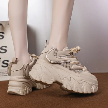 Женская обувь на платформе 2023 Дизайнерские массивные кроссовки для женщин, уличная повседневная обувь длиной 8 см, осенняя женская обувь, бесплатная доставка Изображение 2
