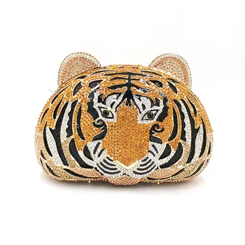 Женская сумочка для новобрачных кошелек для свадебной вечеринки женская сумка для вечерней вечеринки бриллианты животное тигр хрустальные клатчи элегантный хрустальный кошелек Изображение 2