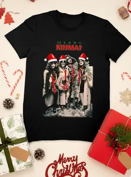 забавный дизайн, модная рубашка, новая рождественская рубашка Kiss Band с коротким рукавом, рубашка любого размера.