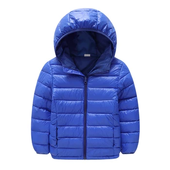 Зимняя детская куртка-пуховик с длинными рукавами для маленьких мальчиков и девочек от 4 до 9 лет, детская куртка-пуховик для мальчиков и девочек, однотонное пальто на молнии с капюшоном