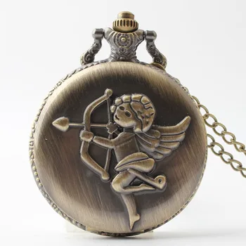 Карманные часы Angel Quartz для мужчин и женщин, Винтажное ожерелье с подвесками, цепочка для свитера, Подвесные часы reloj de bolsillo