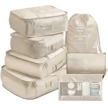 Комплект из 7 предметов, органайзер для дорожной сумки, одежда, багаж, органайзер для путешествий, Одеяло, Органайзеры для обуви, сумка для чемодана, упаковочные кубики