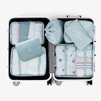 Комплект из 7 предметов, органайзер для дорожной сумки, одежда, багаж, органайзер для путешествий, Одеяло, Органайзеры для обуви, сумка для чемодана, упаковочные кубики Изображение 2