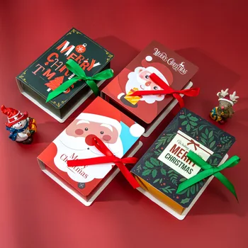 Коробка рождественского печенья в форме волшебной книги, коробка конфет, Подарочная коробка для Деда Мороза, Упаковка для продуктов, Веселое Рождественское украшение, принадлежности для вечеринок.