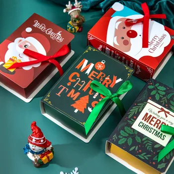 Коробка рождественского печенья в форме волшебной книги, коробка конфет, Подарочная коробка для Деда Мороза, Упаковка для продуктов, Веселое Рождественское украшение, принадлежности для вечеринок. Изображение 2