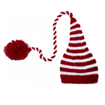 Красная Рождественская шляпа, Рождественский фестиваль, Новогодний Реквизит для вязания крючком новорожденных, Прямая поставка
