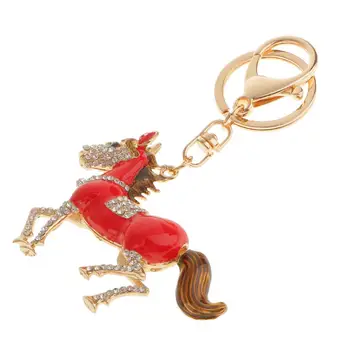 Красная эмаль горный хрусталь бегущая лошадь брелок сумка Кошелек телефон