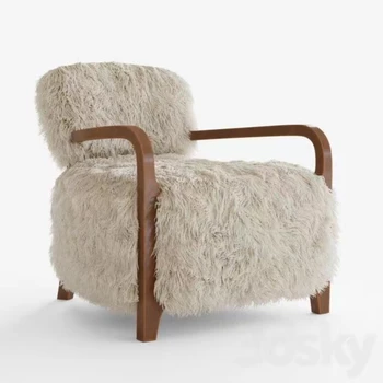 Кресло для отдыха Runxi Yeti из овчины, кресло для гостиной, мебель для гостиной с тканевой кожаной обивкой, Домашняя мебель для гостиной