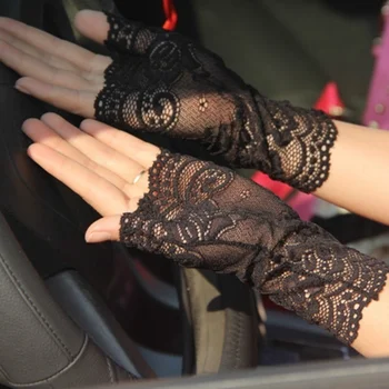 Летние уличные женские сетчатые кружевные перчатки с полупальцами, женские элегантные танцевальные перчатки для вождения, устойчивые к ультрафиолетовому излучению, защита от солнца 