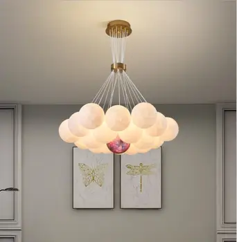 Люстра Bubble Ball 3D Moon, современная простая подвеска для гостиной, теплая светодиодная лампа для детской комнаты, лампа круглой формы в спальне