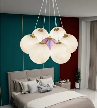Люстра Bubble Ball 3D Moon, современная простая подвеска для гостиной, теплая светодиодная лампа для детской комнаты, лампа круглой формы в спальне Изображение 2