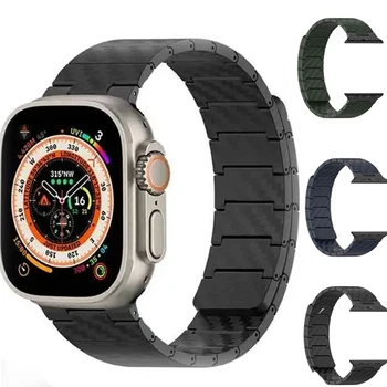 Магнитный Ремешок Из Углеродного Волокна Для Apple Watch Ultra 49мм 45мм 44мм 40мм 42ｍｍ 38ｍｍ Ремешок iWatch Series 7 8 6 SE 5 4 Браслет