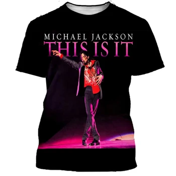 Майкл Джексон С 3D принтом Мужские/женские повседневные Модные футболки с круглым вырезом, Детские топы с коротким рукавом, Летняя одежда Унисекс Оверсайз