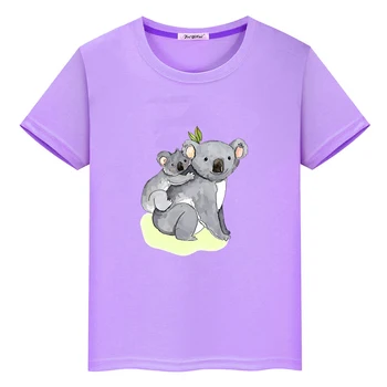 Милая футболка с изображением австралийского животного Коала из 100% хлопка Для мальчиков/девочек, Мягкая футболка с рисунком Каваи, Футболки с графическим принтом, Летние Футболки С круглым вырезом