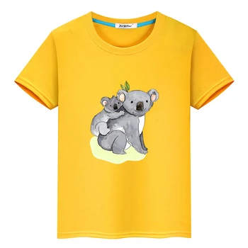 Милая футболка с изображением австралийского животного Коала из 100% хлопка Для мальчиков/девочек, Мягкая футболка с рисунком Каваи, Футболки с графическим принтом, Летние Футболки С круглым вырезом Изображение 2