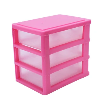 Мини-полупрозрачный пластиковый ящик для хранения выдвижного типа (розово-красный, 3 слоя)