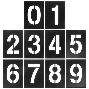 Многоразовый трафарет с цифрами Алфавит Наружные Пластиковые трафареты для распыления, Формы для рисования, Праздничные 0-9