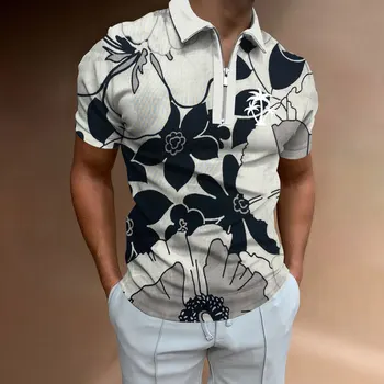 Модная Новая рубашка поло, рубашка для гольфа, удобный открытый топ с кокосовым принтом, лацкан на пуговицах, роскошная мужская рубашка поло в гавайском стиле