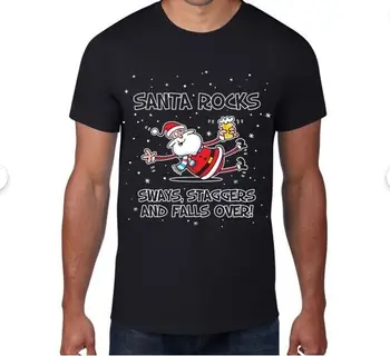 Мужская рождественская футболка Santa Rocks Sway Staggers - Веселое рождественское пиво