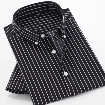 Мужская рубашка в полоску с коротким рукавом размера плюс 10XL, летняя Классическая брендовая высококачественная деловая повседневная Молодежная модная Свободная рубашка