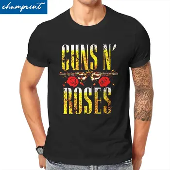 Мужская футболка Lets Rock Guns N Roses В стиле Хип-Хоп, Топы из 100% хлопка Для Отдыха, Футболка С Коротким рукавом и Круглым вырезом, Подарок На День Рождения, Футболка