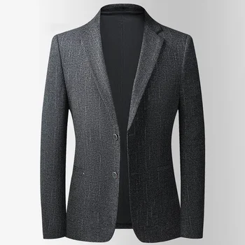 Новая осенне-зимняя куртка 2023 года, приталенная верхняя одежда, Элегантный повседневный высококачественный костюм для молодых мужчин для вечеринки и свадьбы Изображение 2