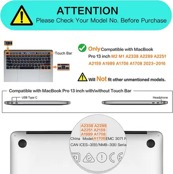 Новая Сумка для ноутбука Чехол для ноутбука 2023 MacBook Pro 13 дюймов M2 A2338 M1 A2251 A2289 A2159 A1989 A1708 A1706 Жесткий Чехол Изображение 2
