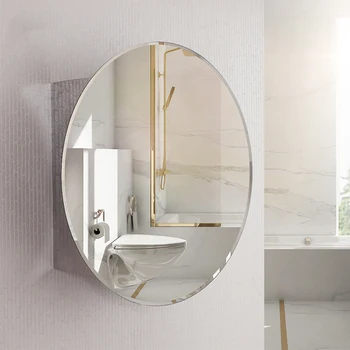 Новейшее поступление, зеркальный шкаф для ванной комнаты круглой формы из нержавеющей стали, туалетные столики для ванной комнаты
